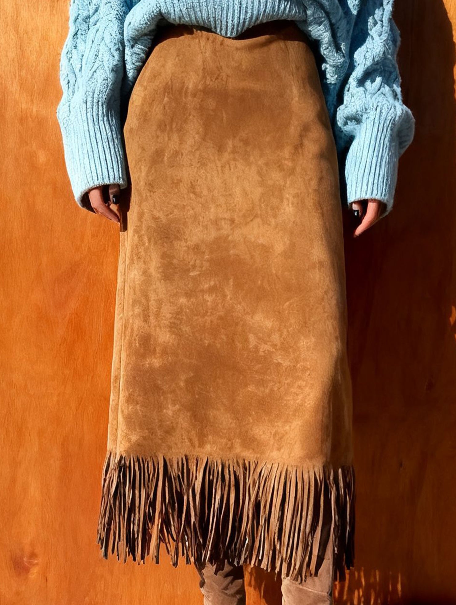 Tassel Long Slim Fit H-line Midi Skirt