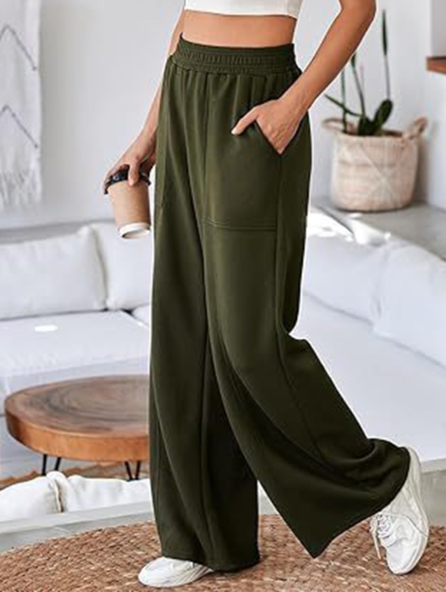 Relaxed style loose high-waisted sweatpants
