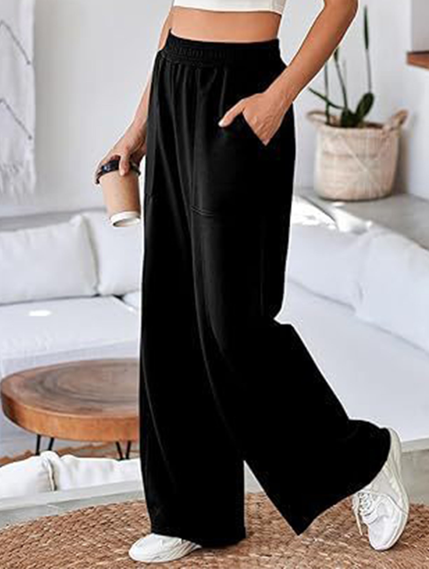 Relaxed style loose high-waisted sweatpants