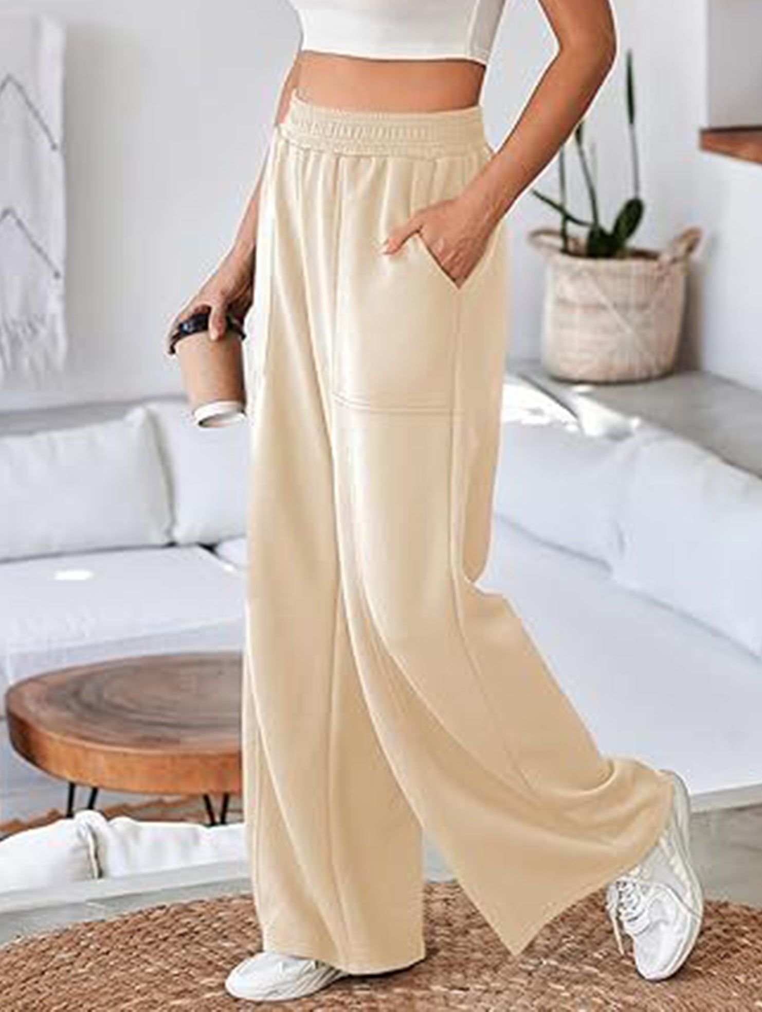 Relaxed style loose high-waisted sweatpants
