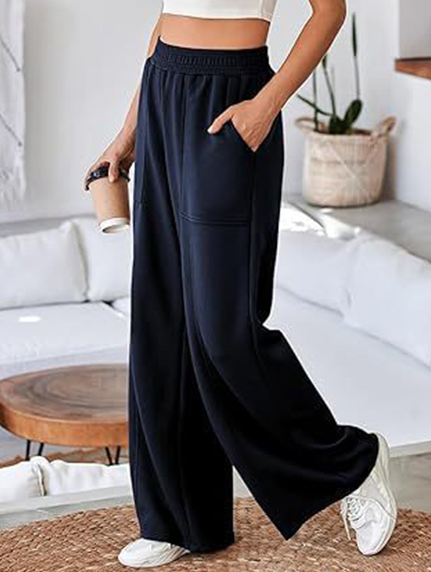Relaxed style loose high-waisted sweatpants