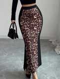 Leopard High Waist Slit Bodycon Skirt_CWBLS00837