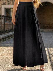 Linen Cotton High Waist Mermaid Midi Skirt_CWBLS00854