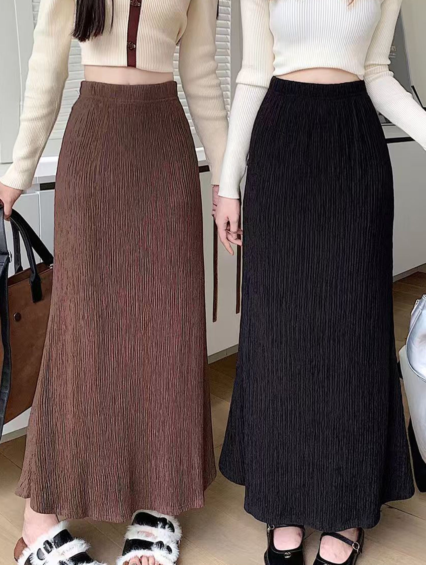 Ruched High Waist Mermaid Skirt