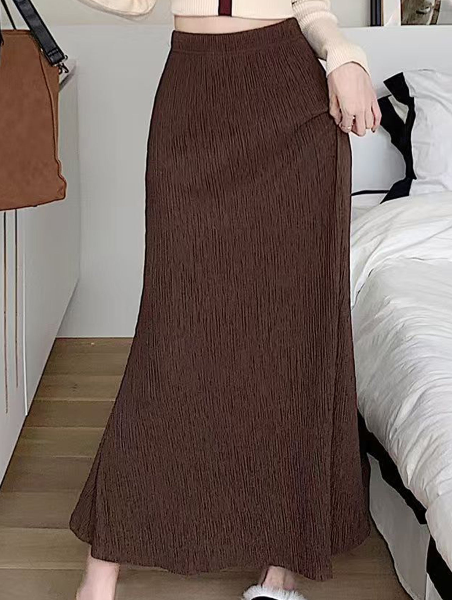 Ruched High Waist Mermaid Skirt