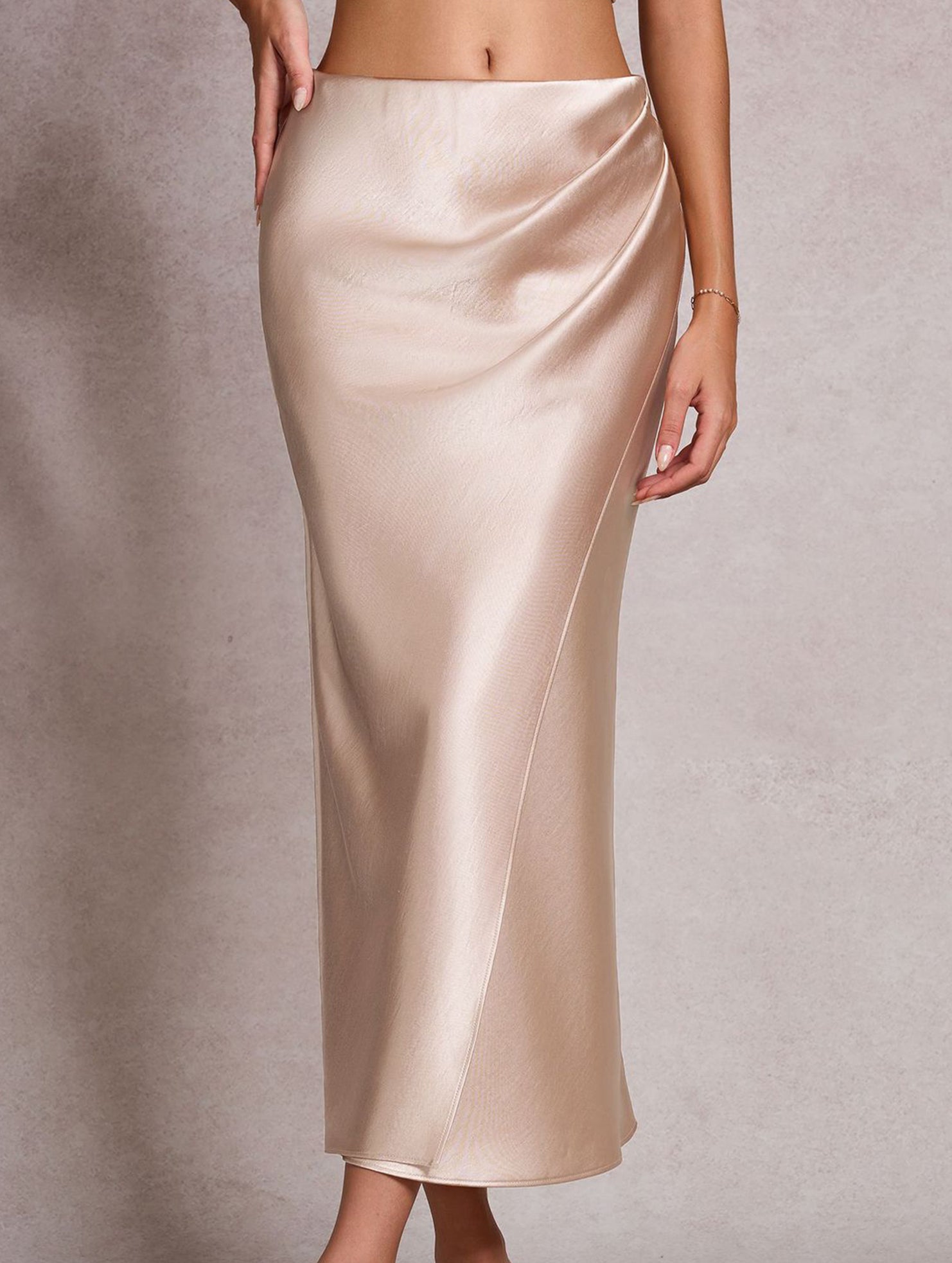 Satin Elastic Waist Bodycon Skirt