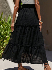 Lace Patch High Waist A Line Maxi Skirt