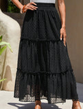 Lace Patch High Waist A Line Maxi Skirt