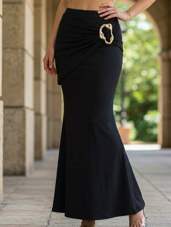 Metal Detail Mermaid Midi Skirt