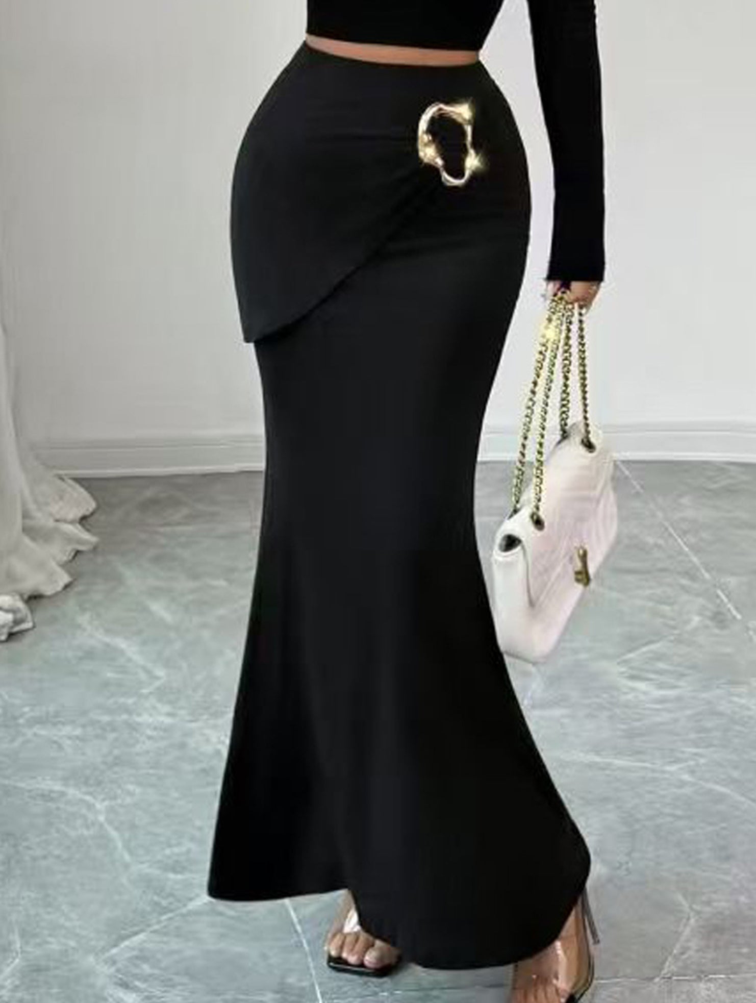 Metal Detail Mermaid Midi Skirt