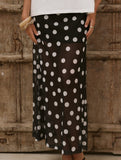 Mesh Polka Dot Print Midi Skirt