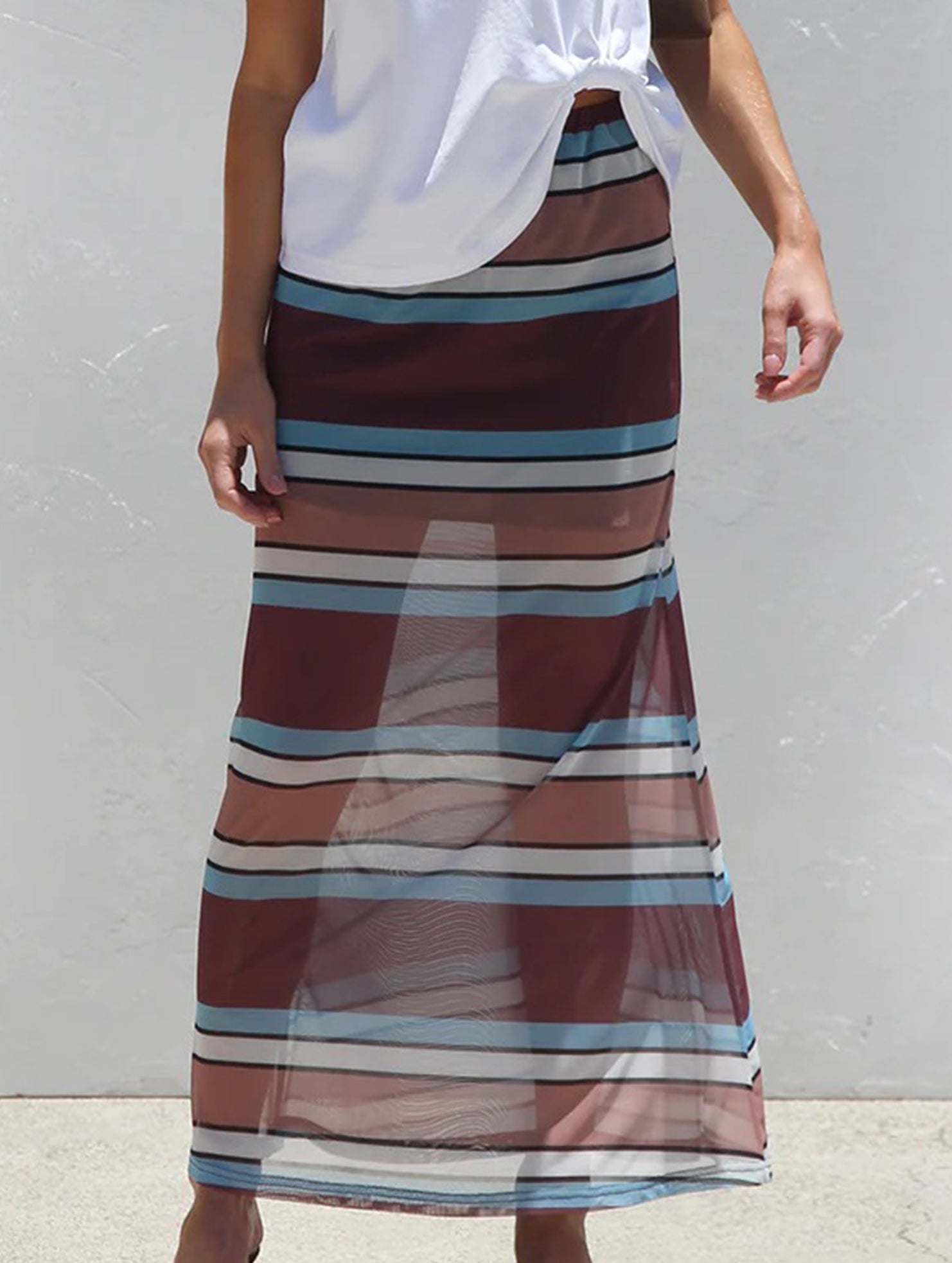 Mesh Polka Dot Print Midi Skirt