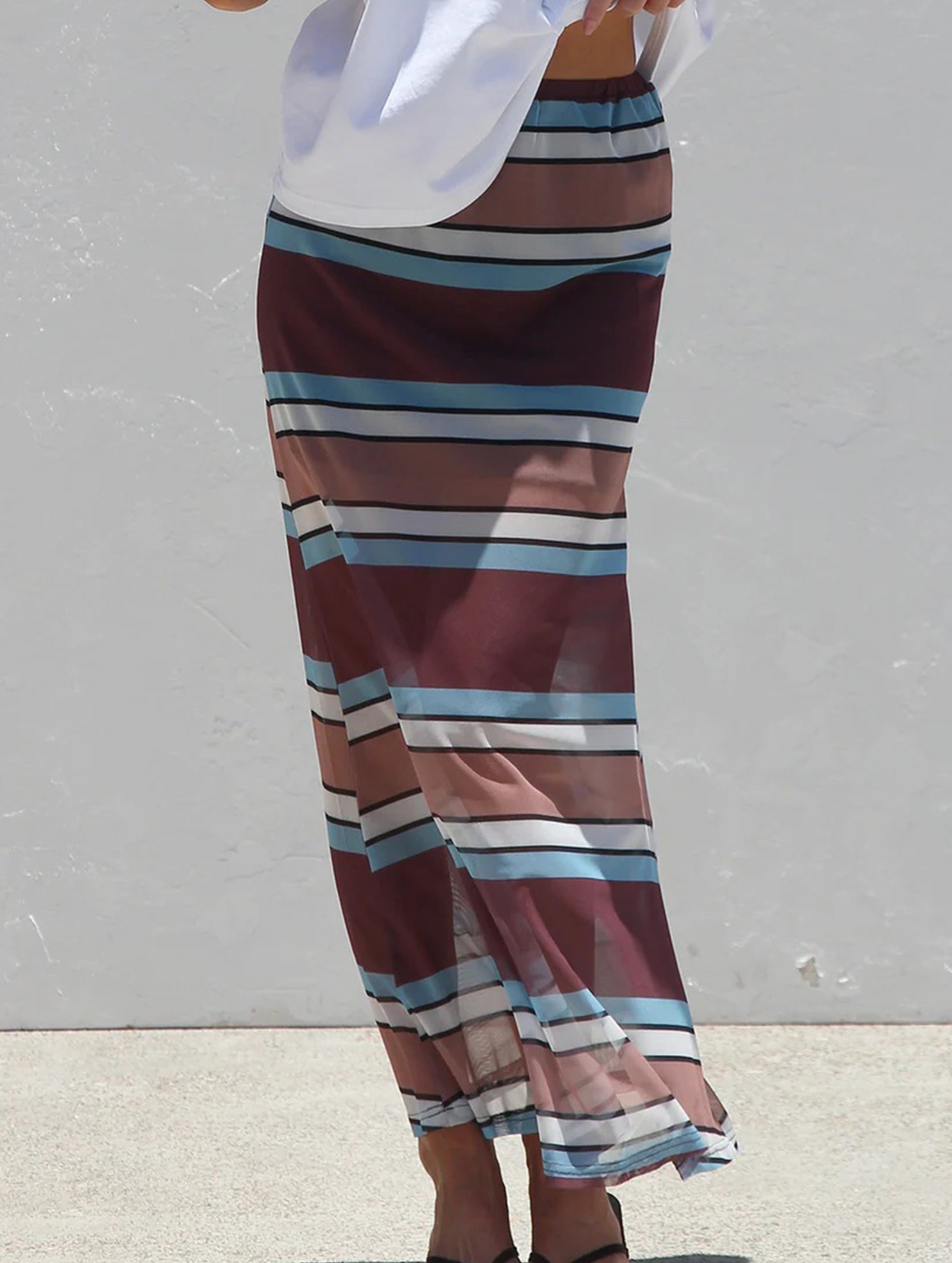 Mesh Polka Dot Print Midi Skirt