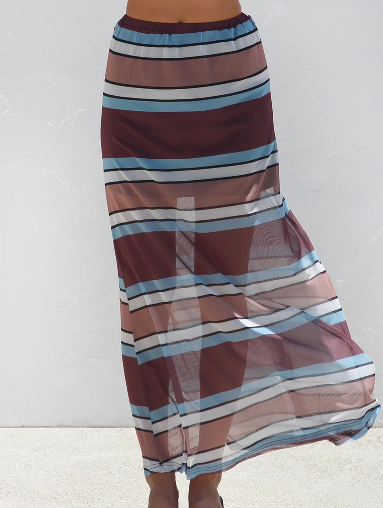 Mesh Polka Dot Print Midi Skirt