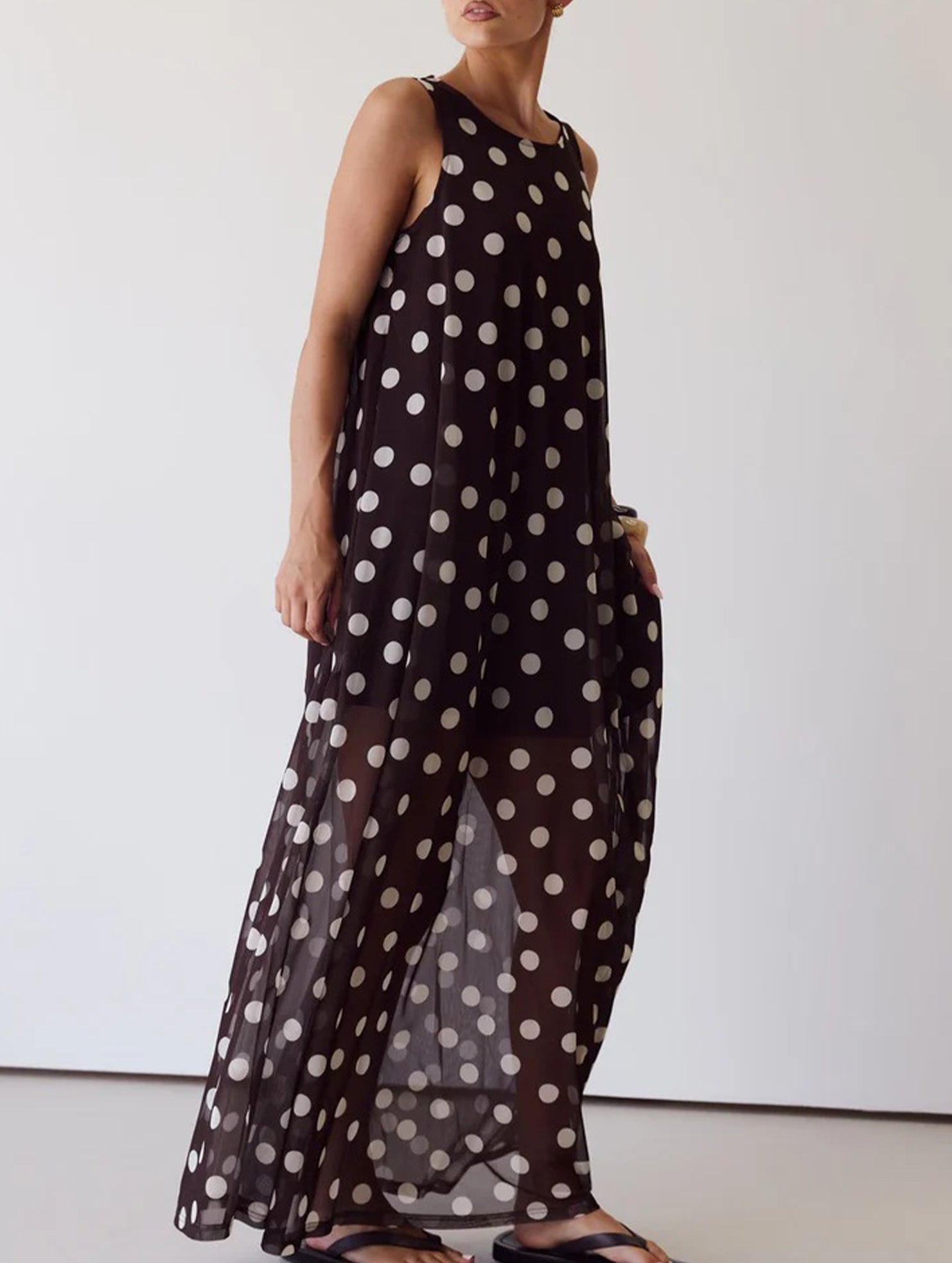 Mesh Polka Dot A Line Dress