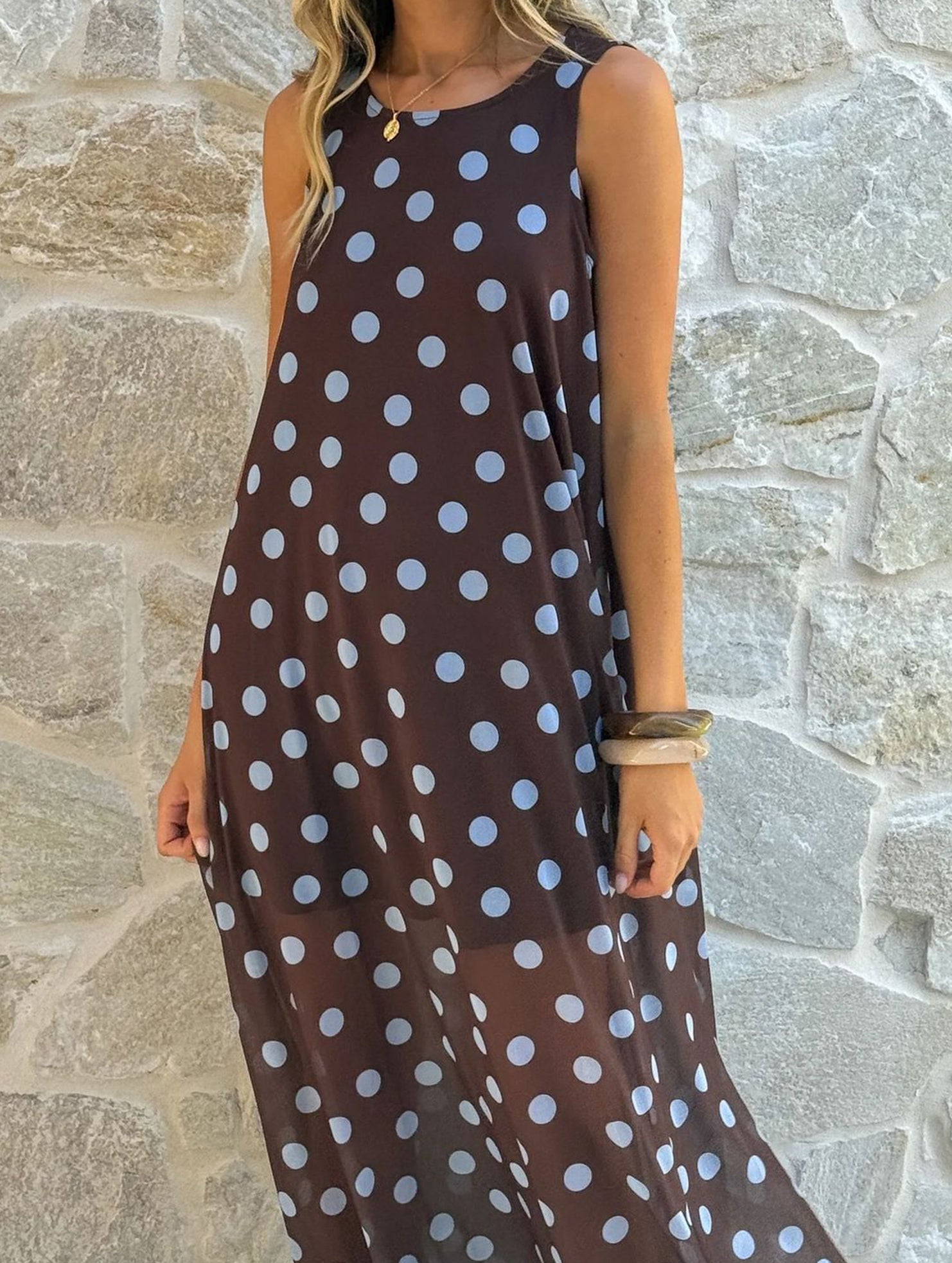 Mesh Polka Dot A Line Dress