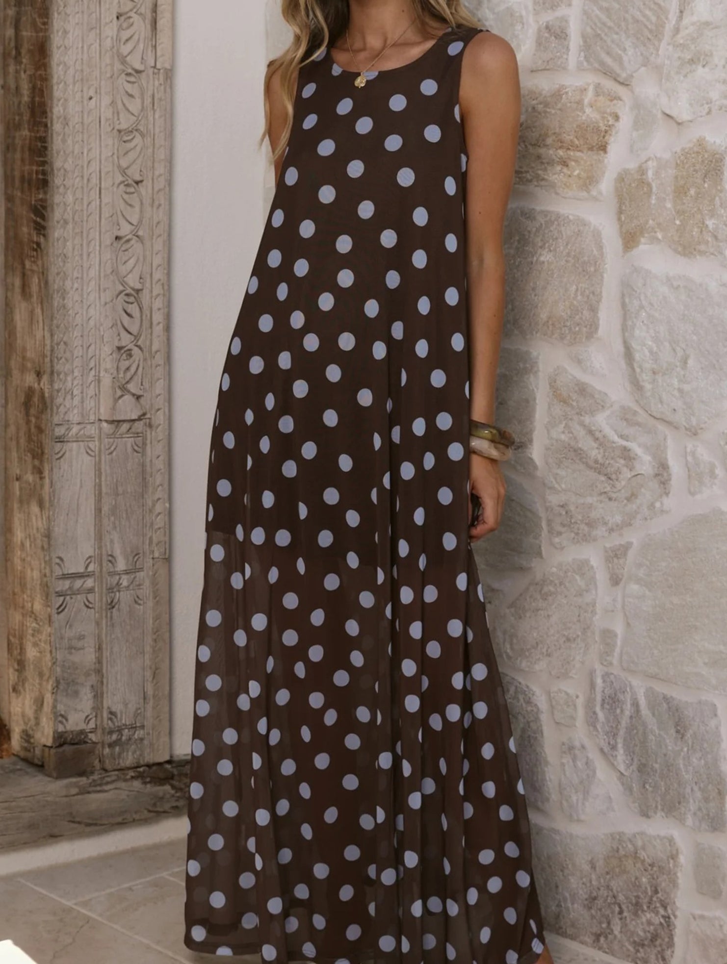 Mesh Polka Dot A Line Dress