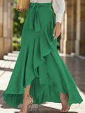 Ruffle Hem Irregular Maxi Skirt