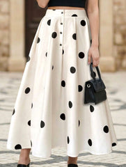 Polka Dot High Waist Maxi Skirt