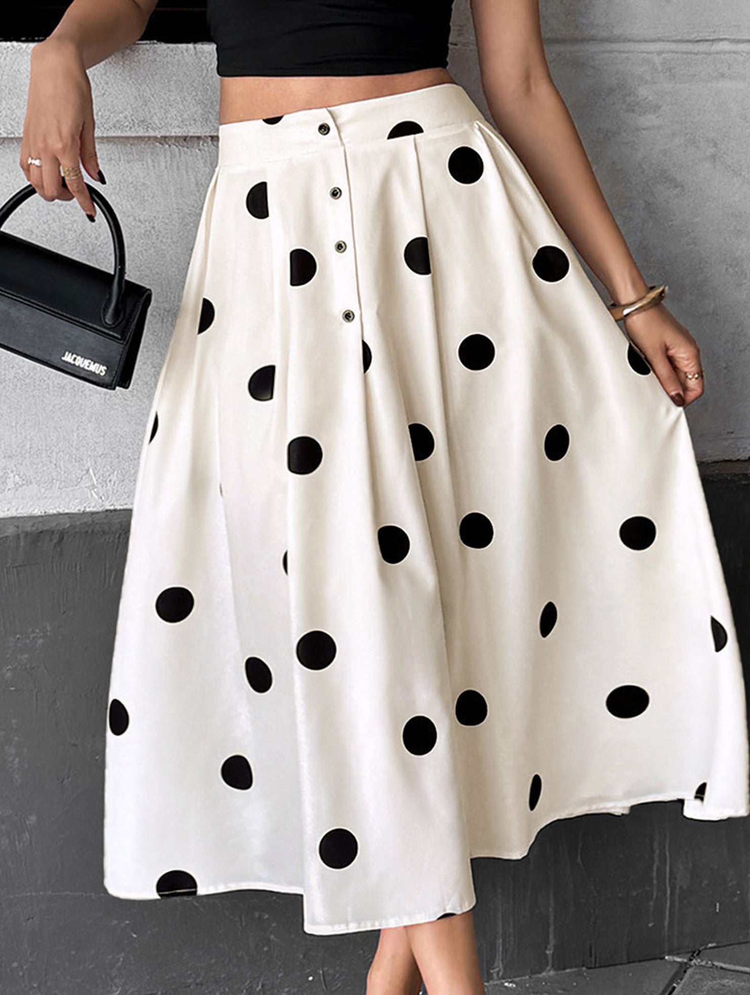 Polka Dot High Waist Maxi Skirt