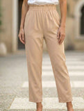 Plus Size High Waist Pleated Straight Pants