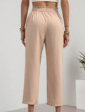 Plus Size High Waist Pleated Straight Pants