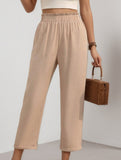 Plus Size High Waist Pleated Straight Pants