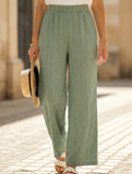 Solid Color Casual Wide Leg Pants