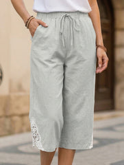 Linen Look Lace Casual Shorts