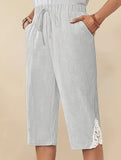 Linen Look Lace Casual Shorts