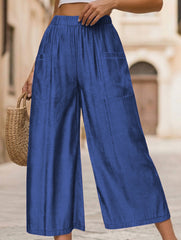 Pocket Wide Leg Capri Pants
