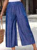 Pocket Wide Leg Capri Pants