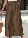 Pocket Wide Leg Capri Pants