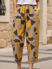 Cotton Print Harem Capri Pants