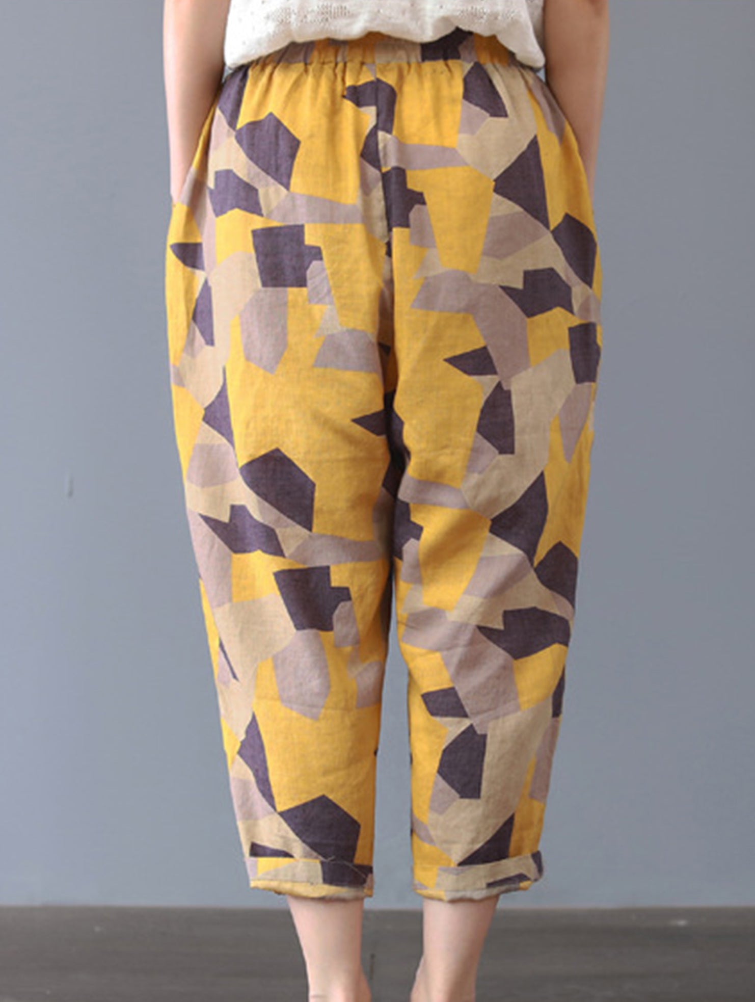 Cotton Print Harem Capri Pants