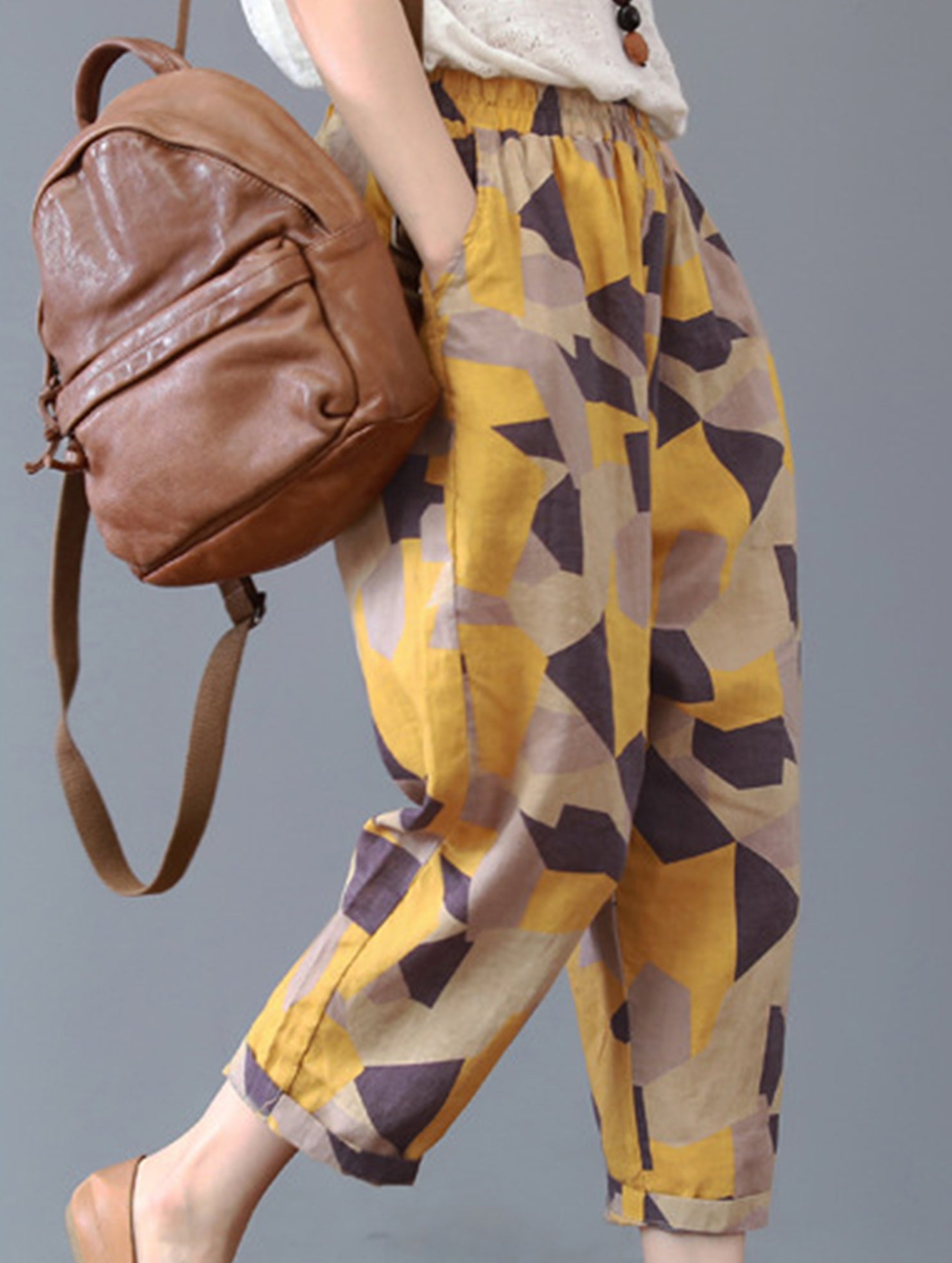 Cotton Print Harem Capri Pants