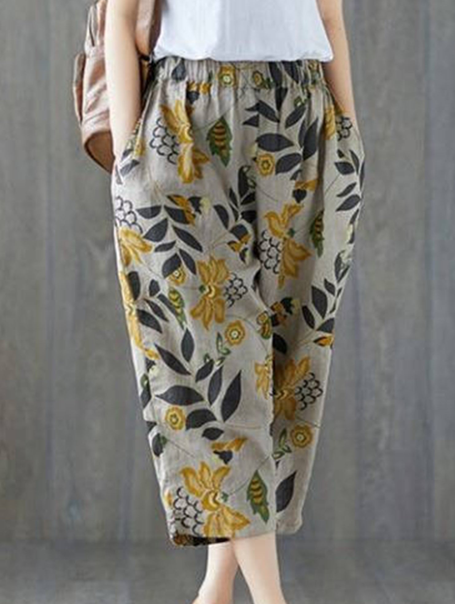 Cotton Print Harem Capri Pants