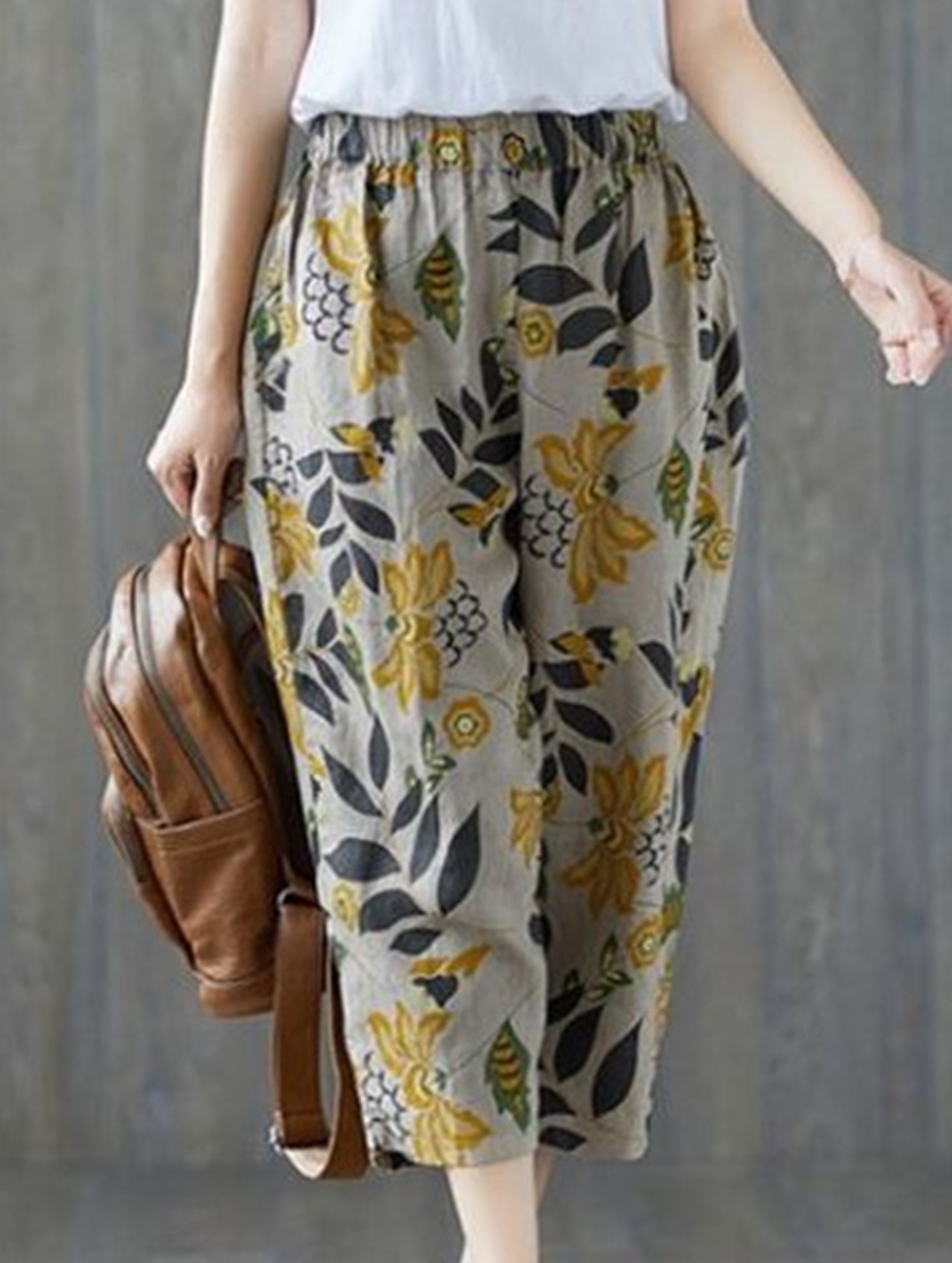 Cotton Print Harem Capri Pants