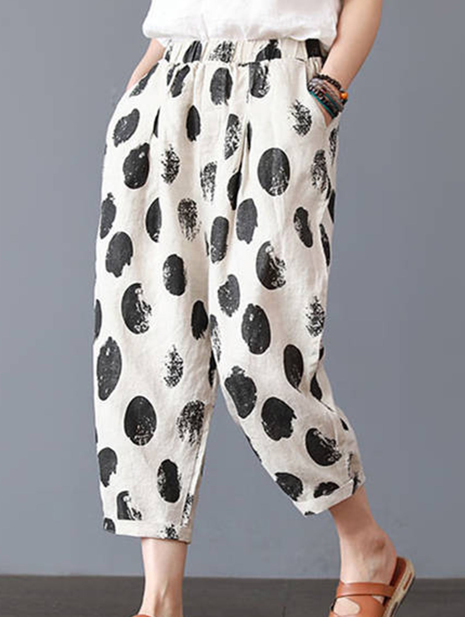 Cotton Print Harem Capri Pants