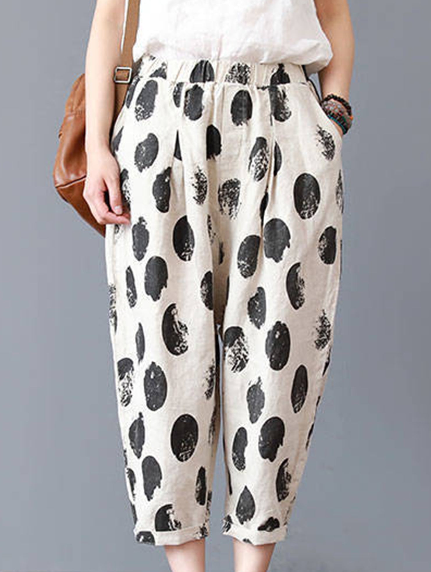 Cotton Print Harem Capri Pants