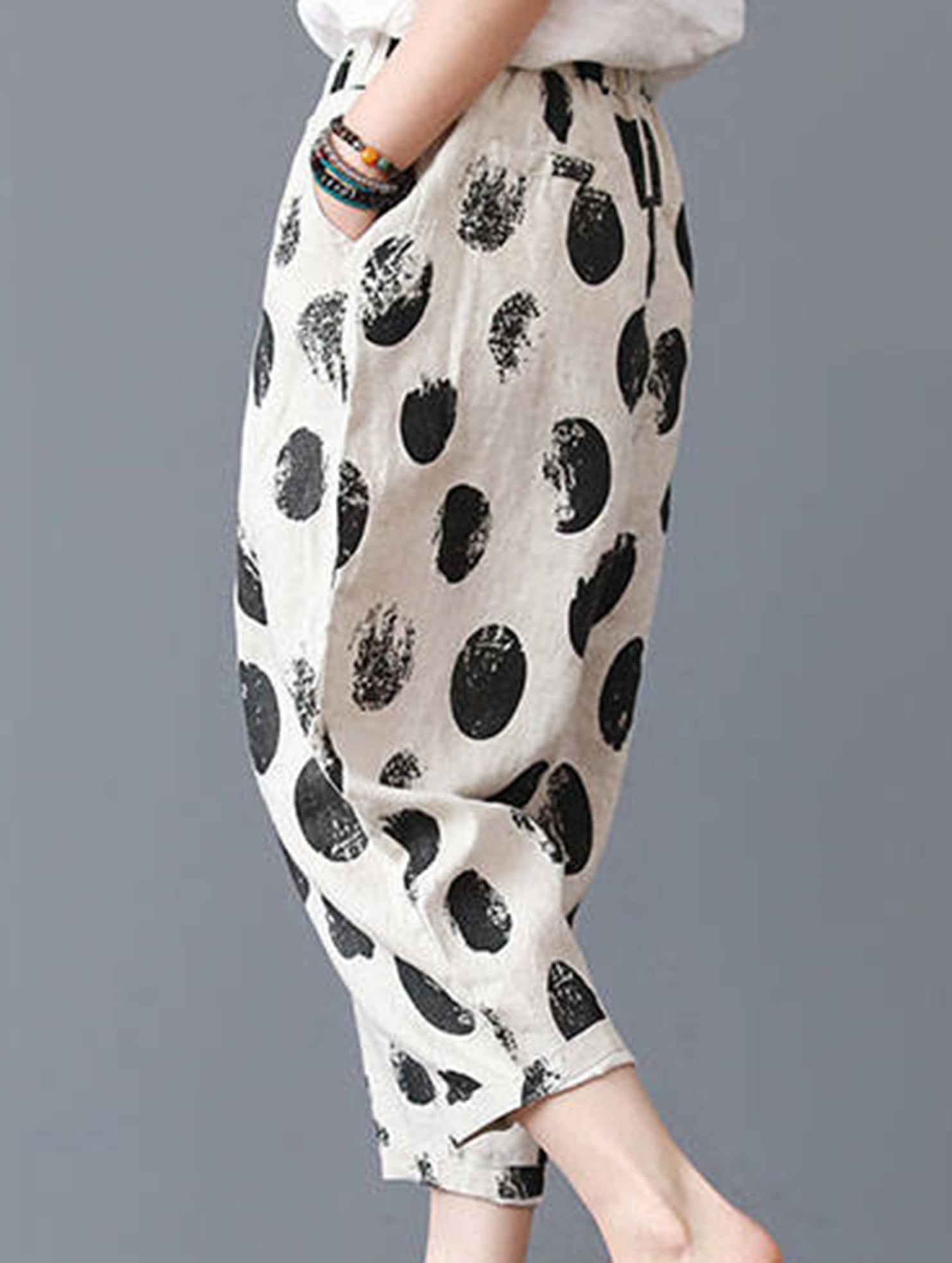 Cotton Print Harem Capri Pants