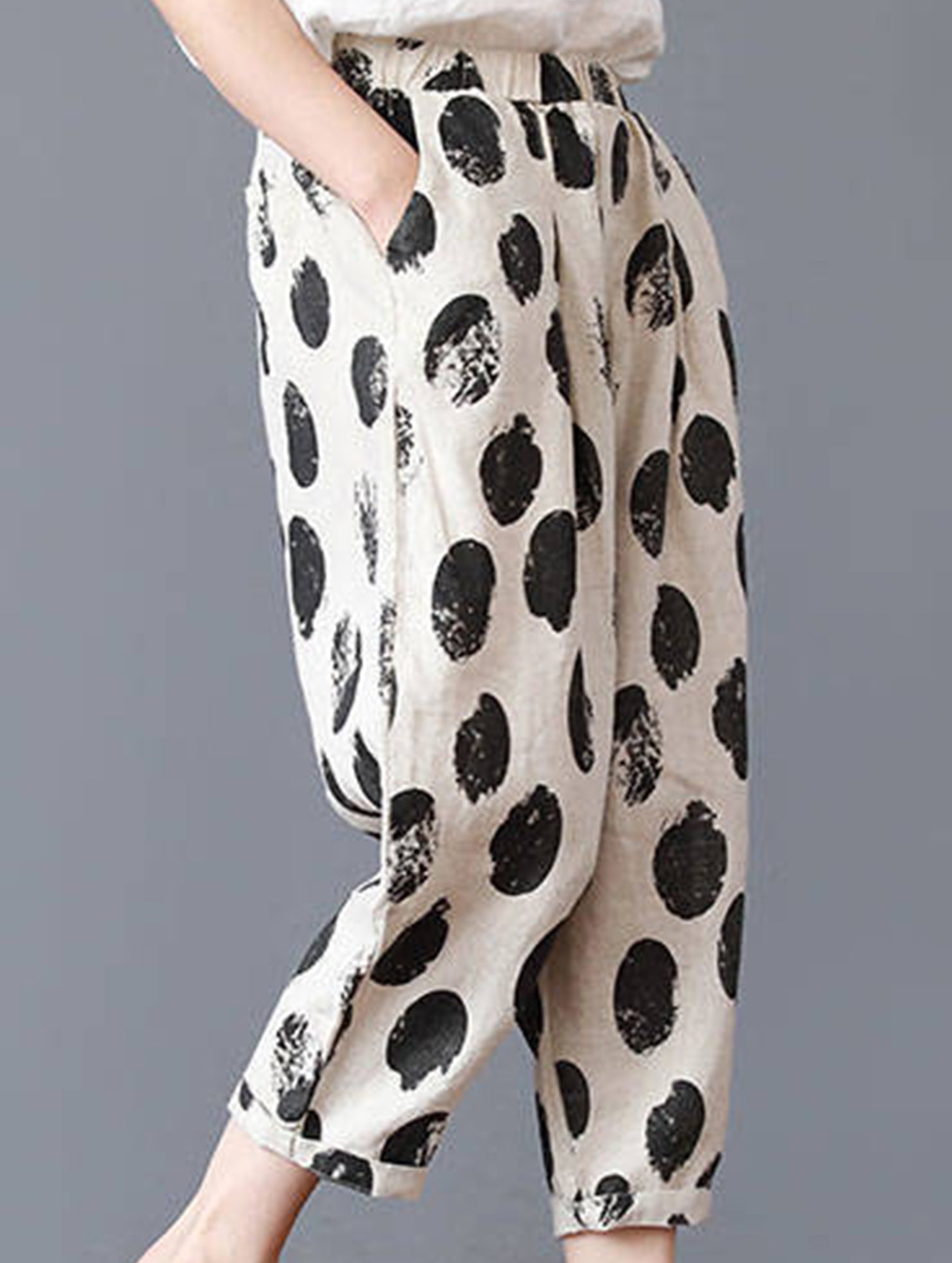 Cotton Print Harem Capri Pants
