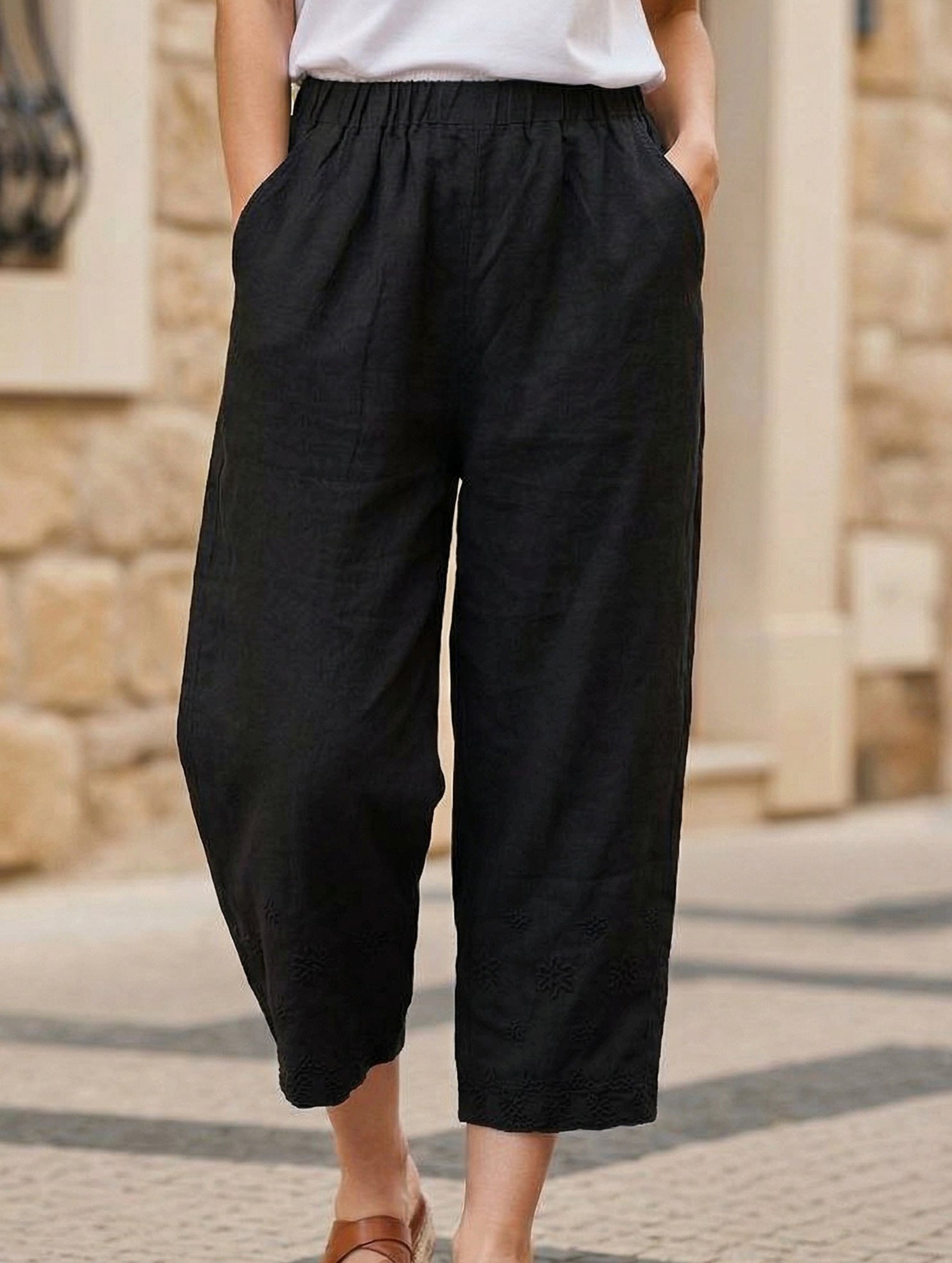 Cotton Print Harem Capri Pants