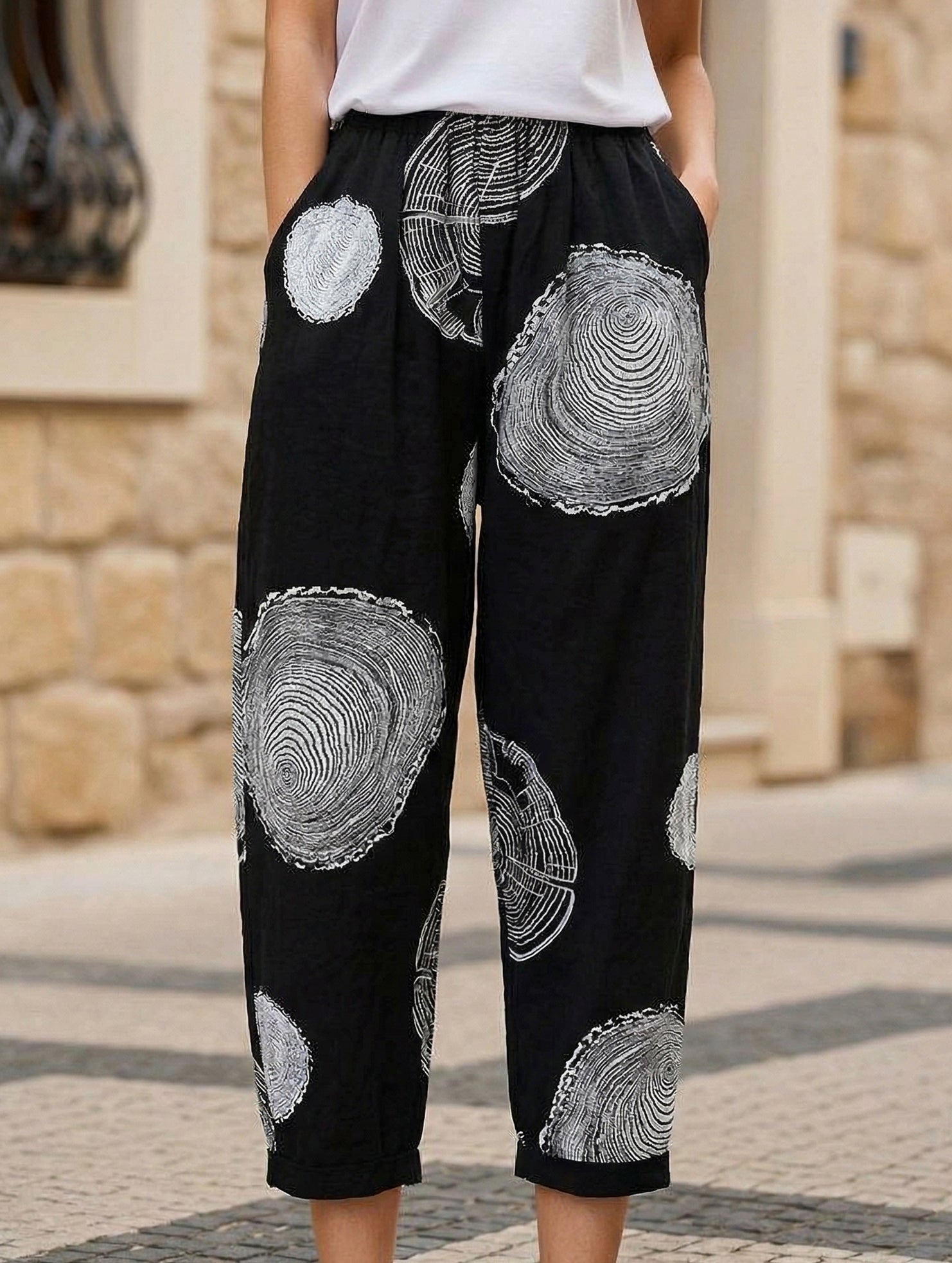 Cotton Print Harem Capri Pants