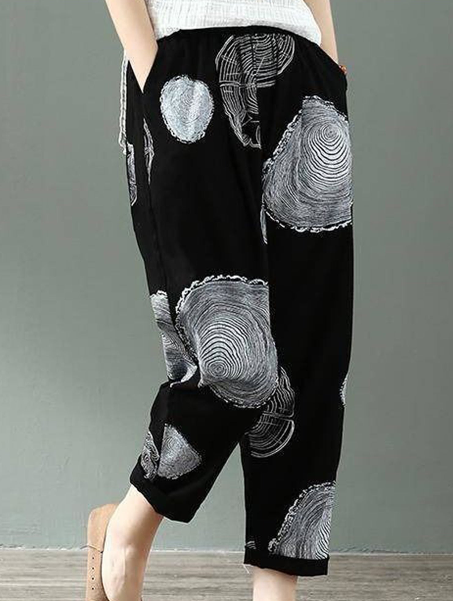 Cotton Print Harem Capri Pants