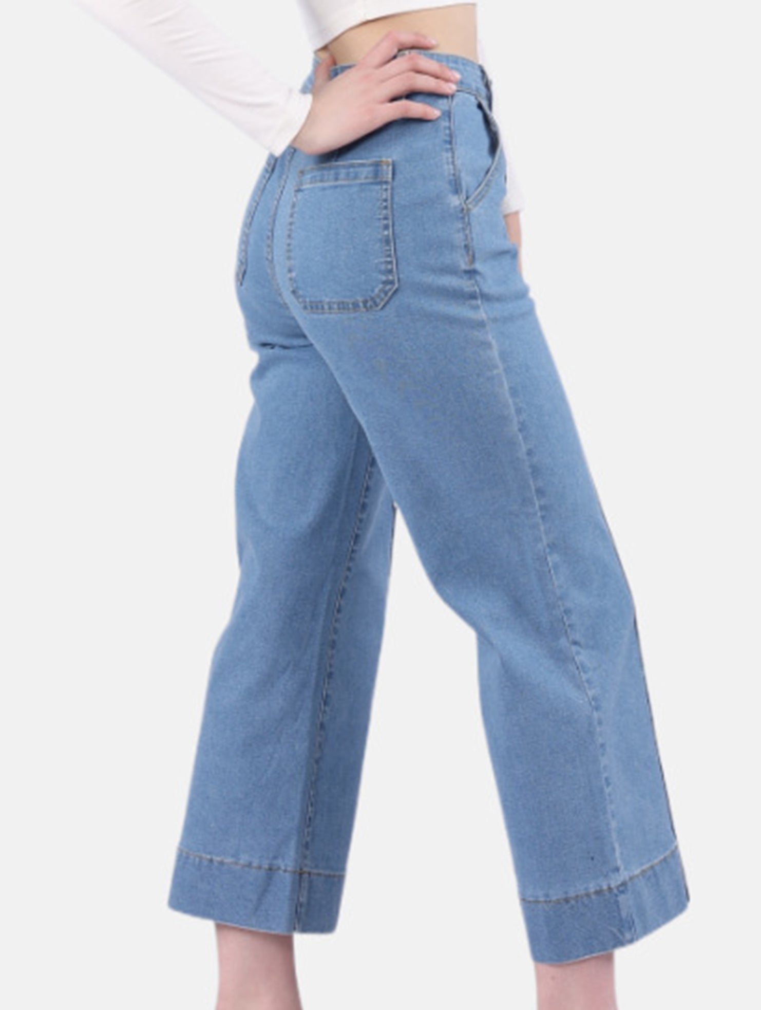 High Waist Straight Crop Jeans