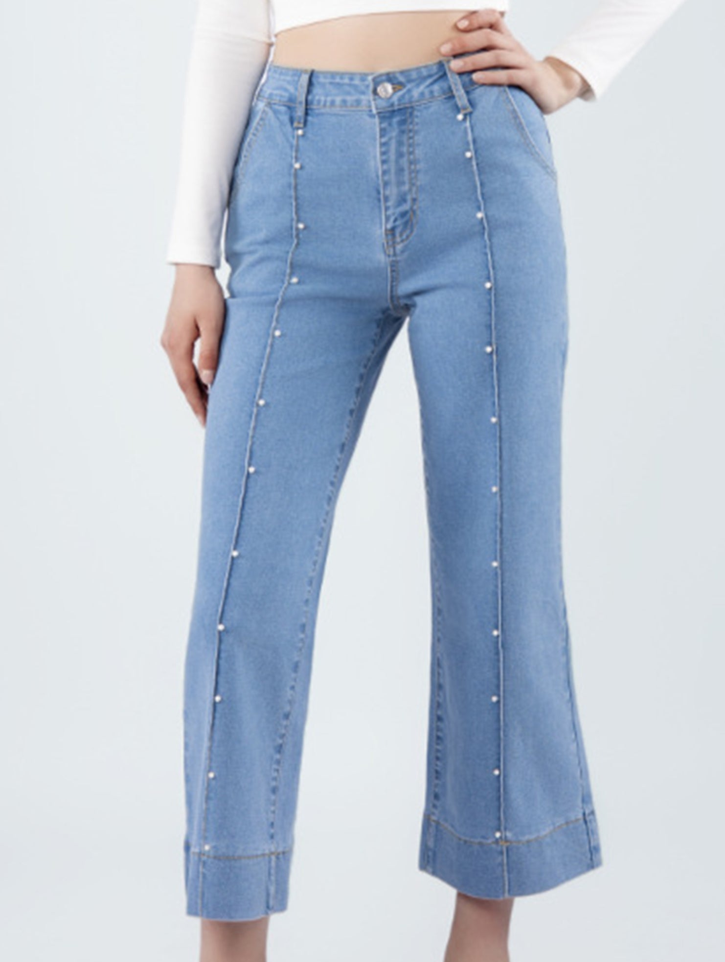 High Waist Straight Crop Jeans
