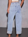 High Waist Washed Wide Leg Jeans