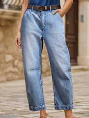 Wide Leg Cropped Denim Jeans