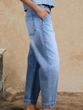 Wide Leg Cropped Denim Jeans